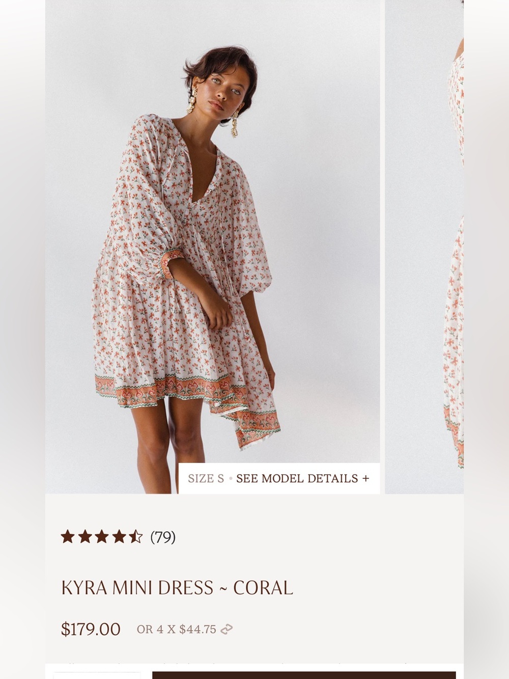 Daughters of India size XL Kyra Mini Dress - Coral Floral
